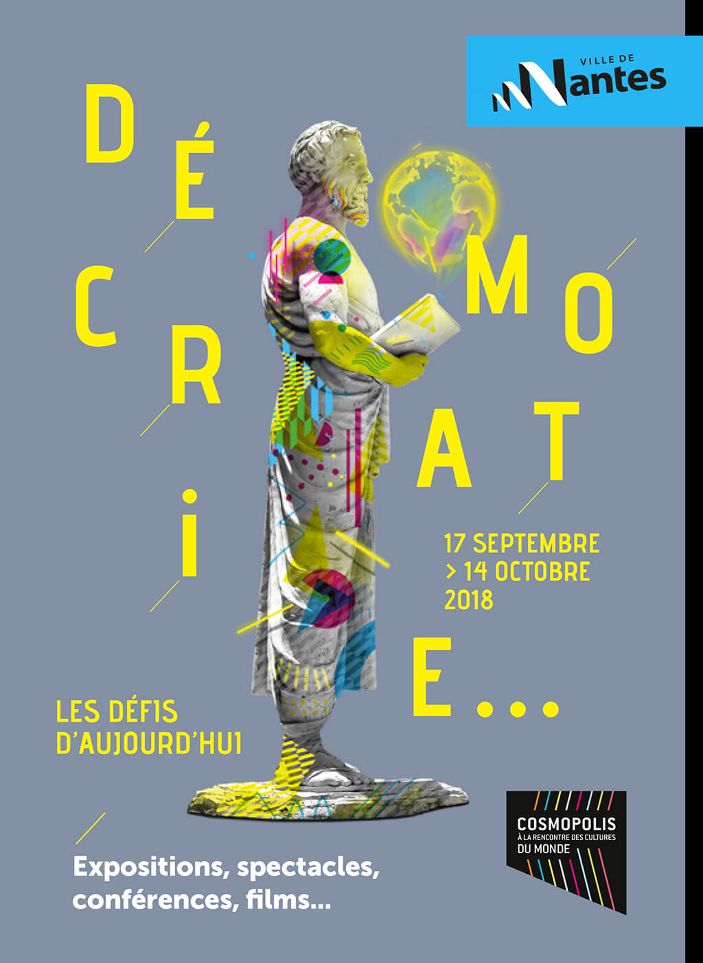 affiche Démocratie pour l'évènement Cosmopolis 2018 Ville de Nantes